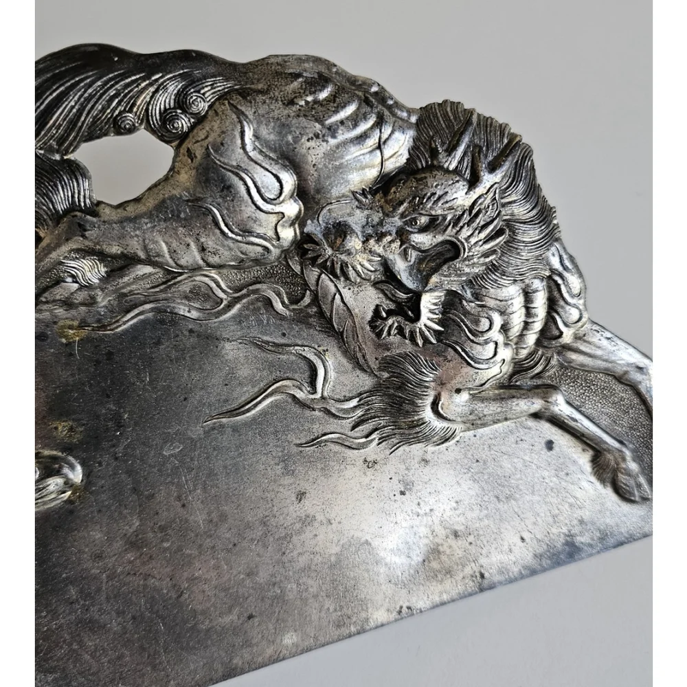 Japanese Crumb Catchers Set of 2 Phoenix Dragon Figural Metal Made in Japan